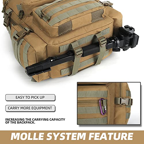 Lovelinks21 Hiking Trekking Rucksack Military Hiking Backpack 3 Day Molle Assault Pack Waterproof EDC Bag for Outdoor - color: Khaki-2