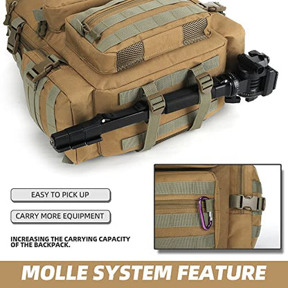 Lovelinks21 Hiking Trekking Rucksack Military Hiking Backpack 3 Day Molle Assault Pack Waterproof EDC Bag for Outdoor - color: Khaki-2