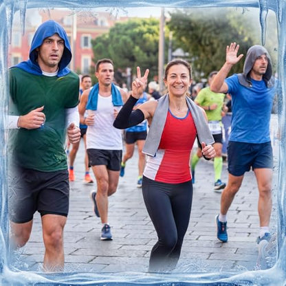 Honoson 20 Pcs12x25 Inch Cooling Hoodie Towel Bulk for Neck and Face 40x12 Inch Quick Dry Sweat Towels Instant Ice Cold Towel for Hot Weather Run Yoga Gym(Dark Gray, Light Gray, Dark Blue, Light Blue) - color: Dark Gray, Light Gray, Dark Blue, Light Blue