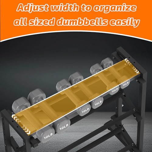 PLKOW Adjustable 3-Tier Dumbbell Rack with Barbell & Weight Plate Storage for Home Gym, Heavy Duty Steel Weight Rack Stand, Angle Height Width Adjustable Gym Organizer - color: Black