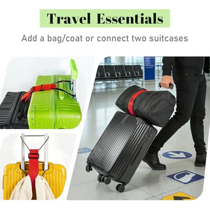 Multi Use Strong Adjustable Luggage Connector Straps for Suitcases,2 Pack Flexible Luggage Accessories Elastic Fastening Bag Strap (Red) - color: Red