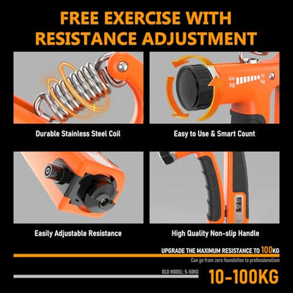 JKSHMYT Grip Strength Trainer Kits (5 Pack), Adjustable Resistance Forearm Strengthener, Hand Gripper Strengthener for Muscle Building - color: Orange
