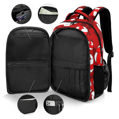 Red Volleyball Pattern Casual Backpack Daypack Laptop Bag Custom Shoulders Backpacks for Man Woman Gifts - color: Red Volleyball Pattern