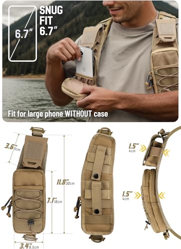 WYNEX Molle Backpack Accessories Pouch of Curve Design Version, Tactical Backpack Strap Pouch Hiking Backpack Attachment Pack - color: Coyote Brown