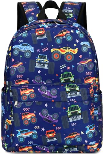 CAMTOP Preschool Backpack for Kids Boys Girls Toddler Backpack Kindergarten School Bookbags for Age 3-8 (Navy Big Wheels) - color: Navy Big Wheels