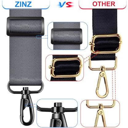 ZINZ 60 Inch Shoulder Strap with Removable Ultra-Thick Pad, Adjustable Buckles Shoulder Crossbody Strap for Luggage Bag - color: Dark gray