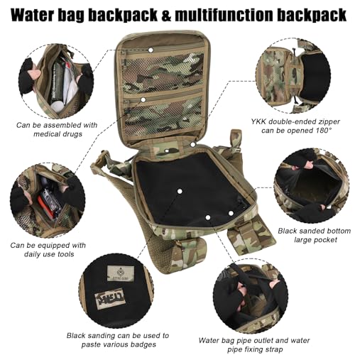 PETAC GEAR Tactical Molle Hydration Pack for 1.5L - Lightweight Water Reservoir Bag for Molle Vest Backpack, for Hiking, Hunting - style: MC no Bladder