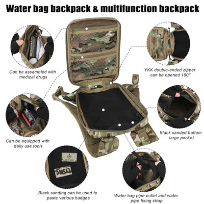PETAC GEAR Tactical Molle Hydration Pack for 1.5L - Lightweight Water Reservoir Bag for Molle Vest Backpack, for Hiking, Hunting - style: MC no Bladder