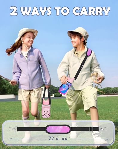 Miss Adola Water Bottle Carrier with Strap - Insulated Kids Water Bottle Holder for Boys Girls Bottle Bag for 10-18Oz - color: Purple Fishtail