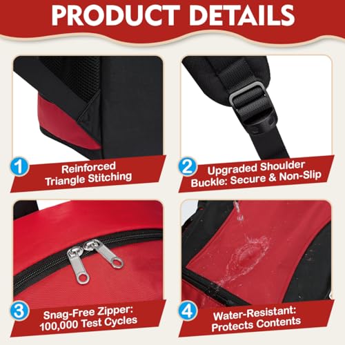 Kids Backpack for Big Boys Bookbag Middle Junior High College Student Back to School Teen Teenage Youth Schoolbag Ages 8-12 10-12 12-14 Years Old Mochilas Escolares Para Adolescentes Large 18 Inch Red - color: Red