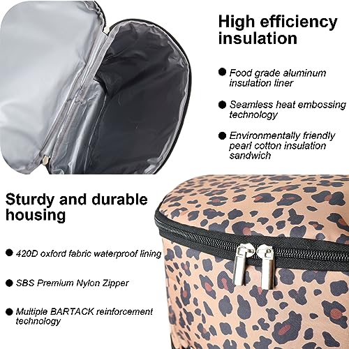 Wolka Cooler Backpack 30 Cans,Portable Backpack Coolers Insulated Leak Proof,Waterproof Soft Sided Cooler Bag for Travel,Beach,Camping,Picnic,Lunch Backpack for Women (Brown Leopard) - color: Brown Leopard