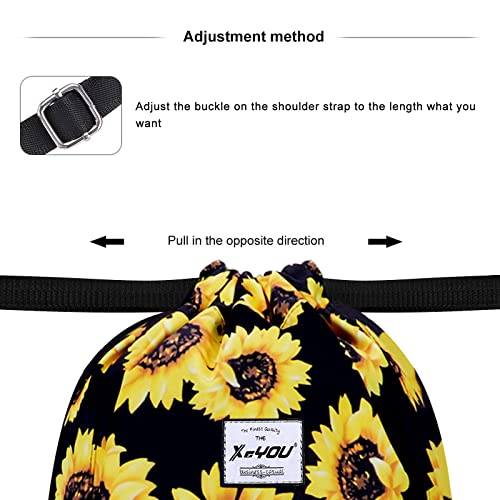 XEYOU Drawstring Sports Backpack Lightweight Gym Yoga Sackpack Shoulder Rucksack Casual Outdoor Daypack for Women and Men | Lightweight - color: Sunflowers Pattern