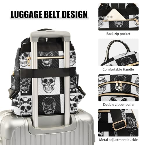 ALAZA Mini Backpack Purse for Women Lightweight Girls Small Size Gothic Skull Black and White School Teens College Traveling - color: Gothic Skull Black and White, size: Small