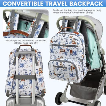 Diaper Bag Backpack, Large Baby Nappy Bags with Portable Changing Pad for Boys and GirlsMultifunction Travel Baby Bag for Moms Dads, Shower Gifts Waterproof and Stylish - color: Animal Beige