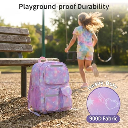 Kids Backpack for Girls - 17 Inch School Bookbag for Grades 3-5 | Elementary Girls Backpack Ages 8-10, Fits Binder Laptop, Reflective Strips, Chest Straps, Comfort Padded S-Straps, Purple - color: Dreamy Purple