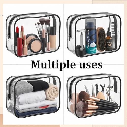 20 Packs Clear Makeup Bag, Bulk Makeup Bags Waterproof PVC Toiletry Bag with Zipper for Travel, Cosmetic Bags for Women Men, Clear Cosmetic Pouch Organizer Case (Black) - color: 20 black