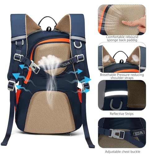 Hiking Backpack for Men Women,20L Lightweight Waterproof Travel Camping Backpack Hiking Daypack for Cycling Running(With Rain-cover) - color: Deep Blue