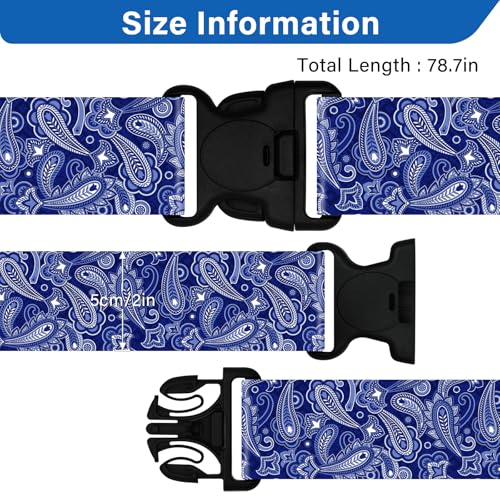 2 Pack Luggage Straps for Suitcases, Adjustable Travel Belt with Double Lock and Quick Release Buckle, Heavy Duty Nylon Bag Packing Strap, Bright Identifiers Business Travel Accessories-Blue Flowers - color: 24020 Blue Flowers