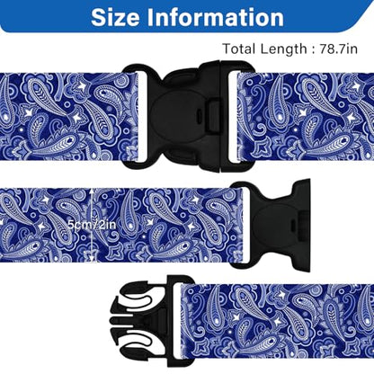 2 Pack Luggage Straps for Suitcases, Adjustable Travel Belt with Double Lock and Quick Release Buckle, Heavy Duty Nylon Bag Packing Strap, Bright Identifiers Business Travel Accessories-Blue Flowers - color: 24020 Blue Flowers
