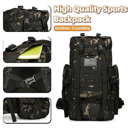 45L Hiking Backpack Waterproof Travel Daypack Camping Backpack for Men Women (Black) - color: Black Cp
