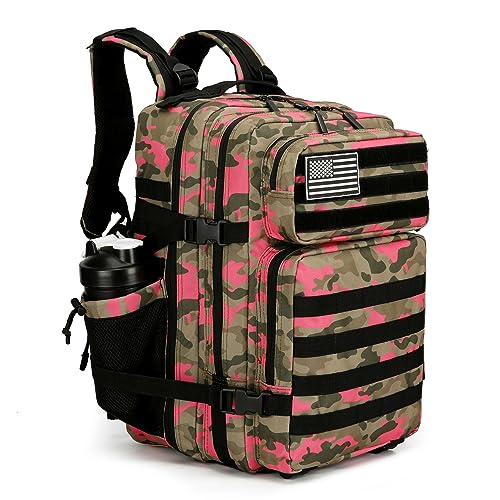 Lovelinks21 45L Tactical Assault Backpack 3 day assault pack with Molle Waterproof backpack Rucksack for Tactical Backpacks (Pink Camo) - color: Pink Camo