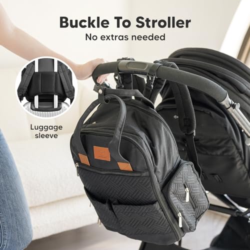 KeaBabies Diaper Bag Backpack for Girls, Boys - Mom and Dad Baby Bag with Diaper Changing Pad for Newborns, Toddlers, 2 Kids (Charcoal)