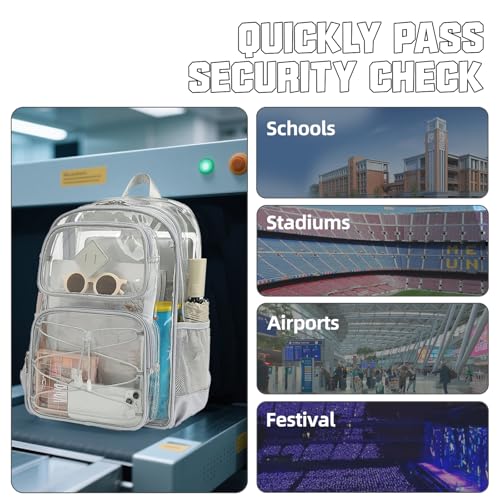 Clear Backpacks for Girls Women, Heavy Duty PVC Transparent Back Pack See Through Boys Kids Clear Bookbags for School Grey - color: Grey