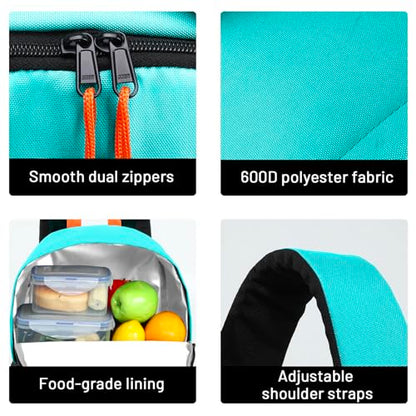 MIER Insulated Backpack Cooler Small Leakproof Lightweight Cute for Women Men to Work, Picnics, Camping, Park Day Trips, 15 L - color: Peacock blue/dark gray