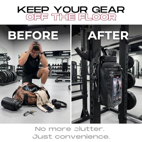Magnetic Gym Bag with Towel, Bottle Holder & Phone Pocket - color: Black