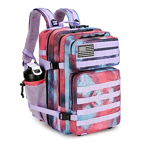 45L Military Tactical Backpack Hiking Backpacks Tactical Gear Camo Back Pack Army Molle Bag Rucksack Fitness Daypack - color: Nebulacamo