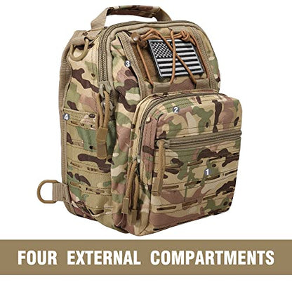 BOMTURN Tactical Backpack-1000D Waterproof Military Backpack/Laser-Cut/CCW Bags Sling Bag Tactical Satchel Shoulder Bag Men - color: Camo