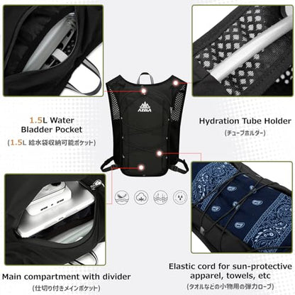 Azarxis Running Water Bottles Flask BPA Free Leakproof Hydration Vest Packs Waist Belt Replacement for Triathlon Marathon Hiking Cycling Climbing Runner - color: #2 Grey (7L) + 1.5L White Water Bladder