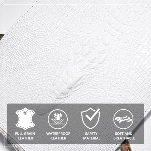 zency 100% Genuine Leather Knapsack Ladies Alligator Pattern Women Backpack For Work Laptop (White) - color: White