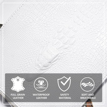 zency 100% Genuine Leather Knapsack Ladies Alligator Pattern Women Backpack For Work Laptop (White) - color: White
