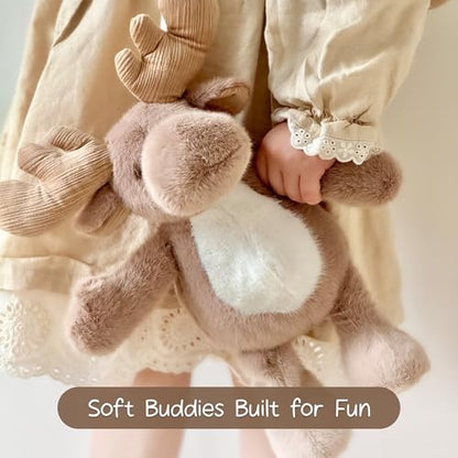 Moonkie Hug & Go™ Reindeer Toddler Backpack – Soft Plush Bag with Take-Along Toy for Kids Aged 2–4 | Ideal for Daycare, Travel & Birthday Gifts - color: Reindeer