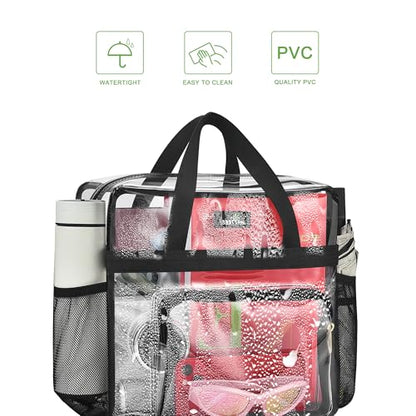MAY TREE Clear Bag for Stadium Events, 12x6x12 Clear Tote Bag with Removable Strap, Transparent Bag for Concert Sports Gym, White Block-Strap - color: White Block-Strap