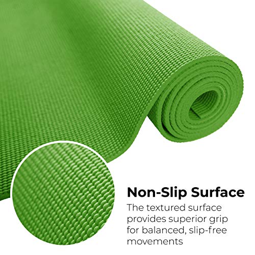 10-Pack Yoga Mat, 68" x 24" Non Slip Exercise Mat, 4mm Thick Gym Mat for Fitness and Stretching, Bulk Non Toxic Yoga Mats for Schools and Studios - color: Green
