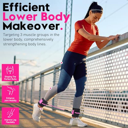 WALITO Ankle Resistance Bands with Cuffs, Exercise Bands for Legs and Butt, Booty Workout Equipment for Kickbacks and Hip Fitness Training - color: Black pink