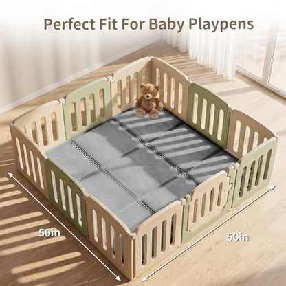 Goyuu Foldable Baby Play Mat for Floor, 50x50 Playpen Mat,Super Soft Velvet 0.8" Thick Cushioned Baby Tummy Time Mat, Non-Slip Water-Resistant Easy Clean Foam Playmat for Baby,Grey - color: Grey
