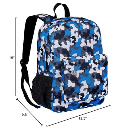 Wildkin 16-inch Kids Backpack – Durable, Padded & Spacious School Bag for Boys & Girls - Blue Camo - color: Blue Camo