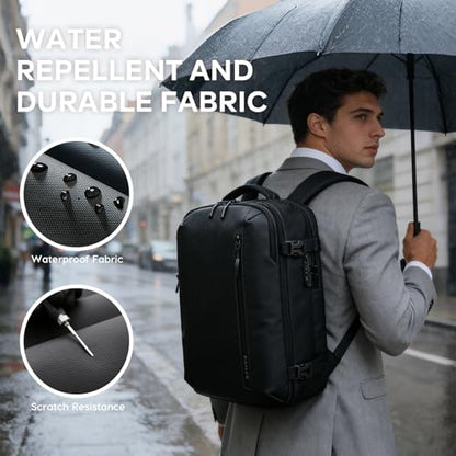BANGE Travel Backpack with 15.6 Inch Laptop Compartment & TSA Lock for Men and Women, Water-Resistant Large Carry-On, Flight Approved,Black - style: Without Vacuum