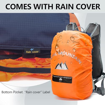 Bike Backpack With Rain-Cover, Mountain Biking Backpacks, Lightweight Packable Daypack Waterproof For Travel, Small Backpack For Bicycle Riding,Hiking,Camping (Navy Blue) - color: Navy Blue