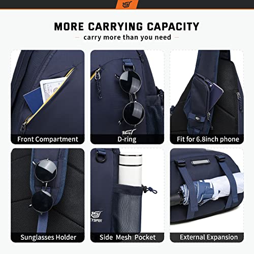 SKYSPER Sling Laptop Bag (Up to 13 Inch) - 18L Crossbody Sling Backpack Travel Shoulder Bag Hiking Daypack for Men Women(Navyblue) - color: Blue