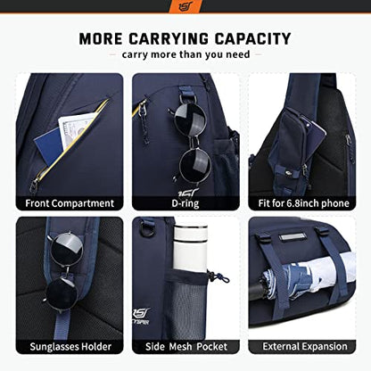 SKYSPER Sling Laptop Bag (Up to 13 Inch) - 18L Crossbody Sling Backpack Travel Shoulder Bag Hiking Daypack for Men Women(Navyblue) - color: Blue