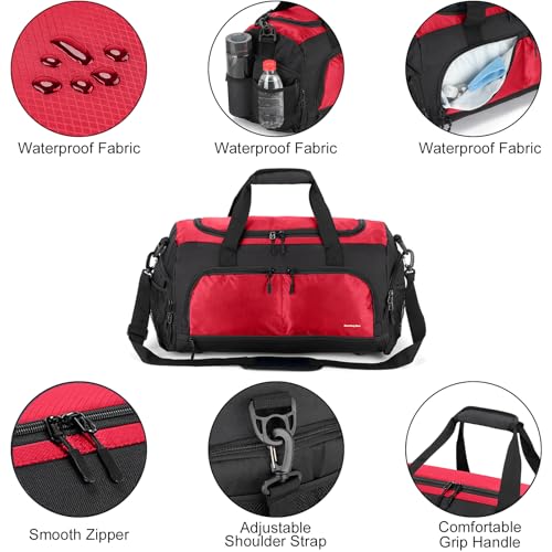 Boarding Blue Gym Travel Bag for Women & Men-20 Inches Lightweight Duffel Bag with Wet Pocket Shoe Compartment Including Water Resistant Pouch (Maroon) - color: Maroon