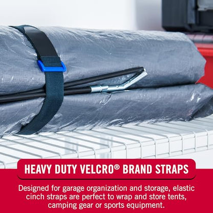 VELCRO Brand 30 Inch Elastic Straps 4 Pack, Use as Yoga Mat Straps, Fasten Outdoor Umbrellas, Wood, Tarps, Blankets, Poles and More, Stretchable and Adjustable for a Snug Fit - size: 4PK Large 30"