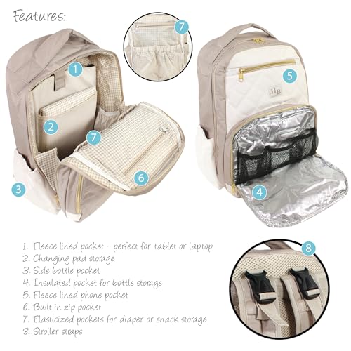 Hudson Baby Unisex Baby Premium Diaper Bag Backpack and Changing Pad, Taupe Beige, One Size - color: Taupe Beige