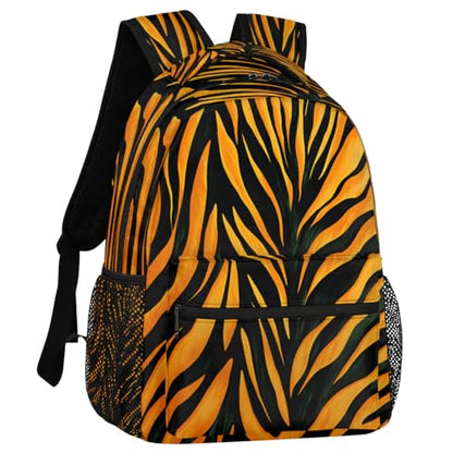 Tiger Print Backpack with Chest Strap, Casual Backpack for Women Men, 16 Inch Daypack for Travel Work, Animal - color: Purple