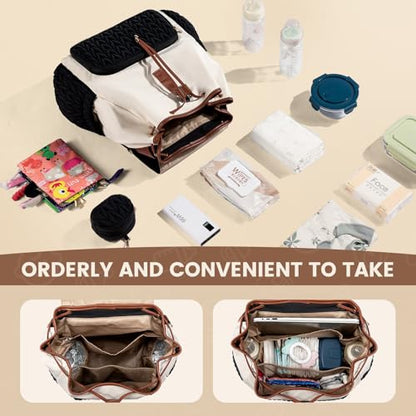 LOVEVOOK Diaper Bag Backpack, Small Baby Bag, Cute Baby Diaper Bag, Stylish Water-Resistant Travel Baby Bag for Mom, Baby Backpack with Changing Pad, Stroller Straps -Black Beige - color: Black Beige