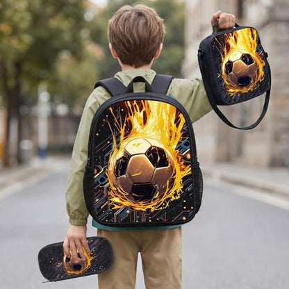 3-Piece Athletic Backpack Set, Number 7 & Soccer Theme Travel Pack for Outdoor, Commute and Sport, Men and Women